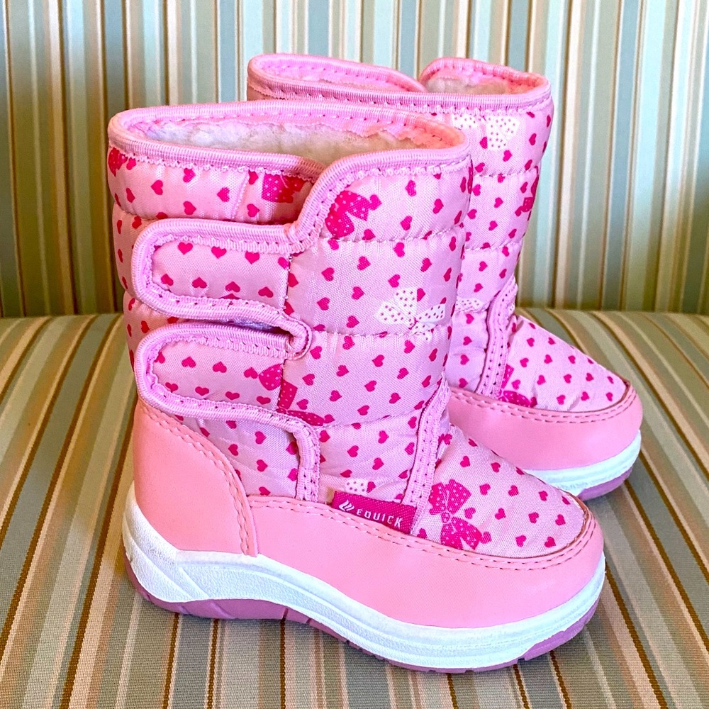 EQUICK 🩷PINK🩷 WINTER BOOTS WATERPROOF VELCRO CLOSURE SNOW BOOTS W/FUR 🌟EUC🌟